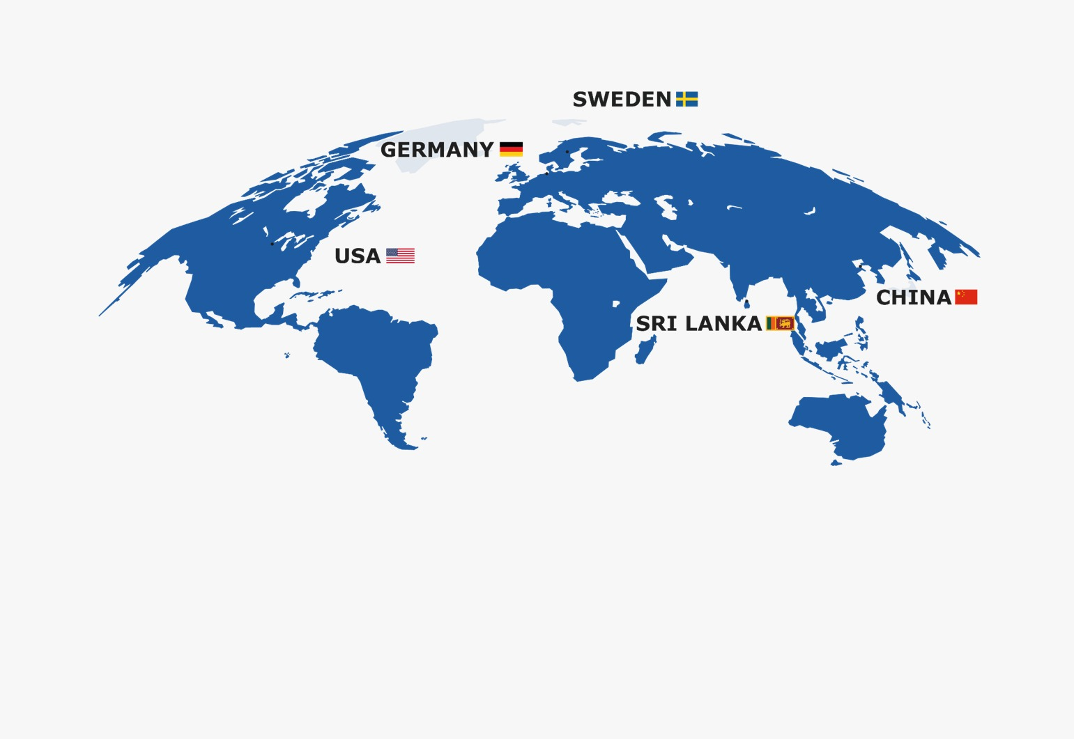 Plantas de Stellana a nivel mundial: Alemania, USA, Suecia, Sri Lanka, China